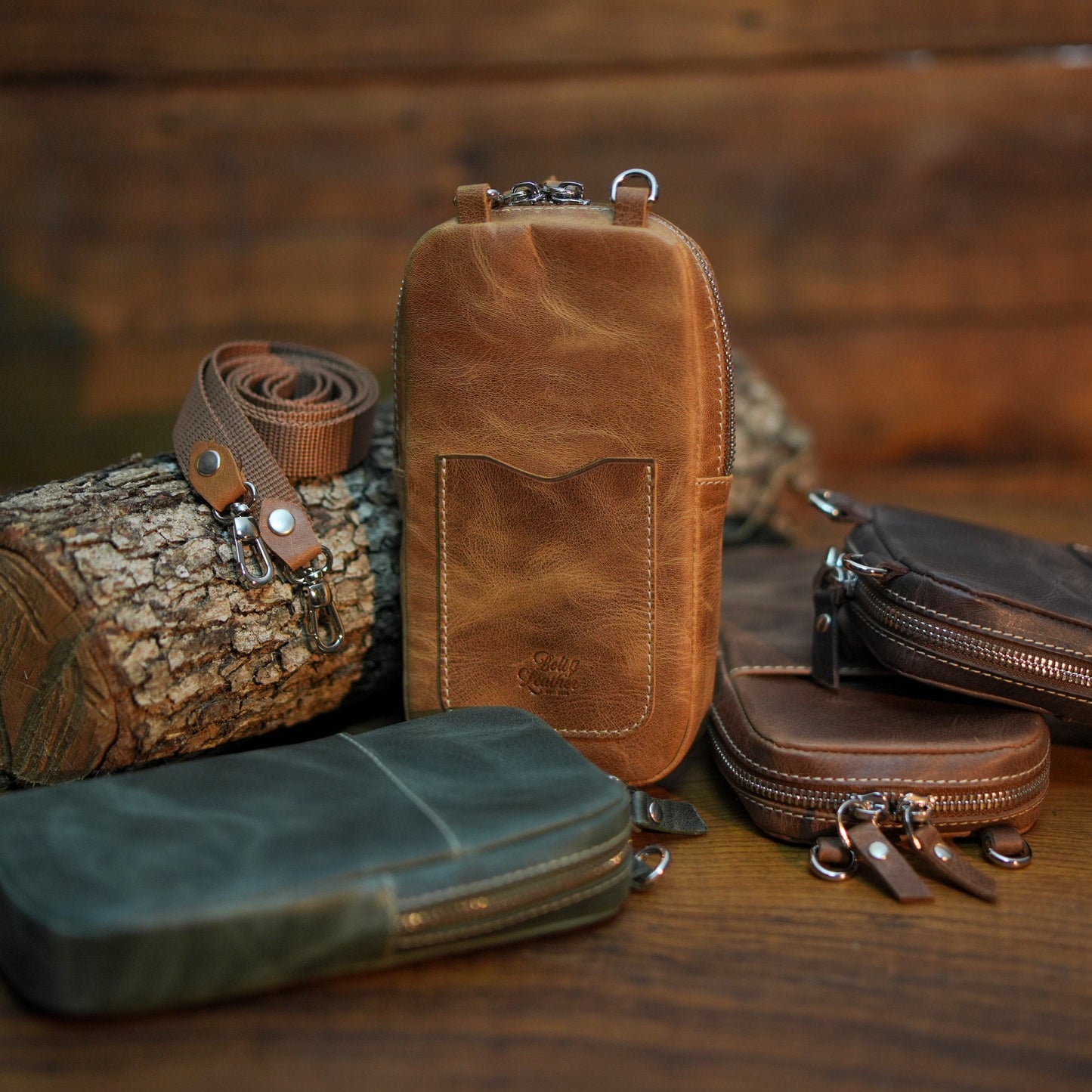 Telefon bölmeli deri çanta